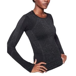 Athleta Size SMALL Black Silver Metallic Glitter Flurry Shine Base Layer Top